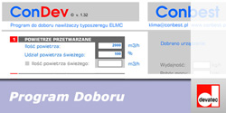 Program doborowy nawilżaczy parowych elektrodowych Devatec ELMC